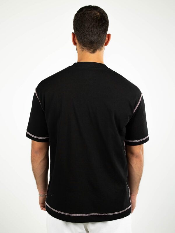 Trimmed Black Oversized Cotton T-Shirts - Image 3