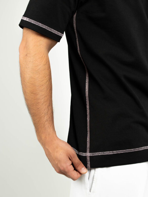 Trimmed Black Oversized Cotton T-Shirts - Image 4