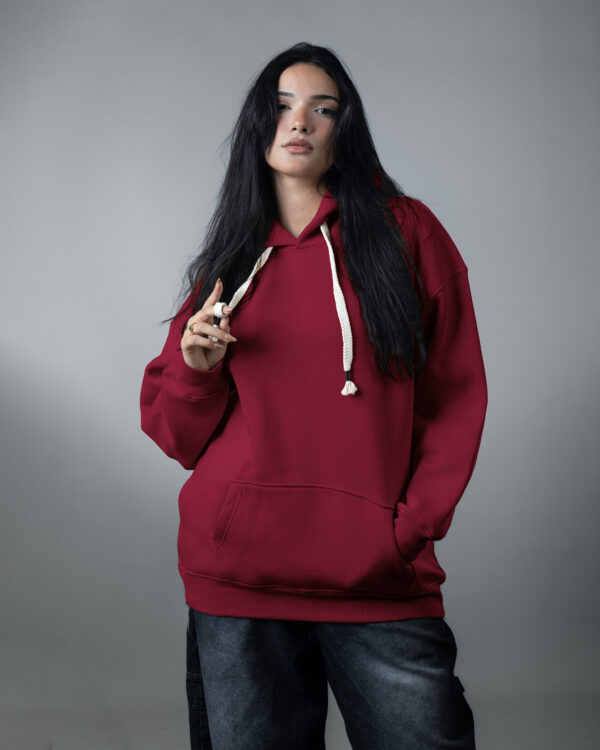 Burgandy OVER-SIZED HOODIE - Image 2