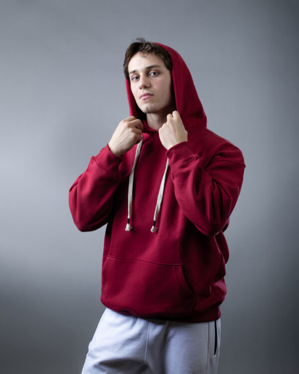 Burgandy OVER-SIZED HOODIE - Image 3