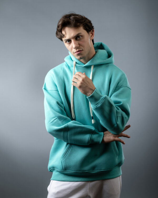 Turquoise OVER-SIZED HOODIE - Image 2