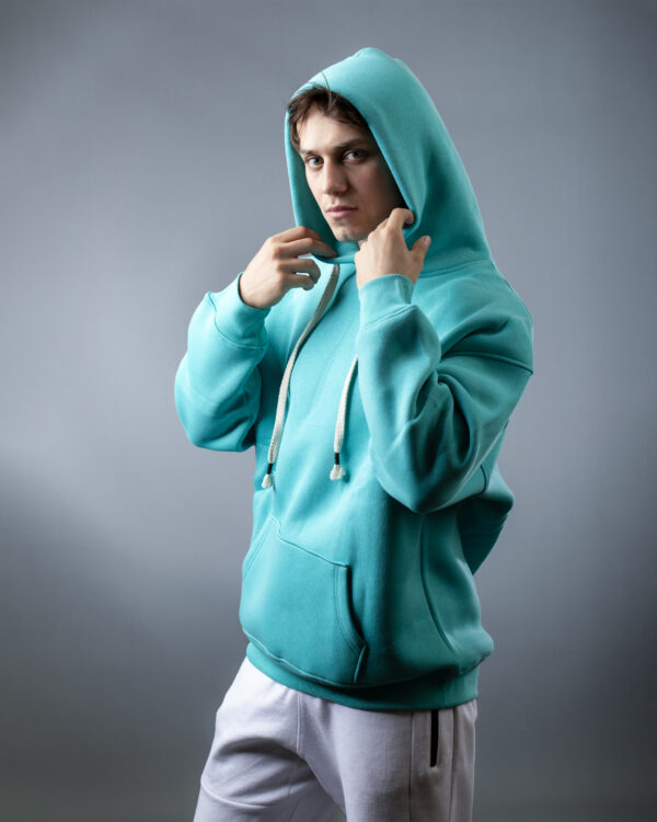 Turquoise OVER-SIZED HOODIE - Image 4