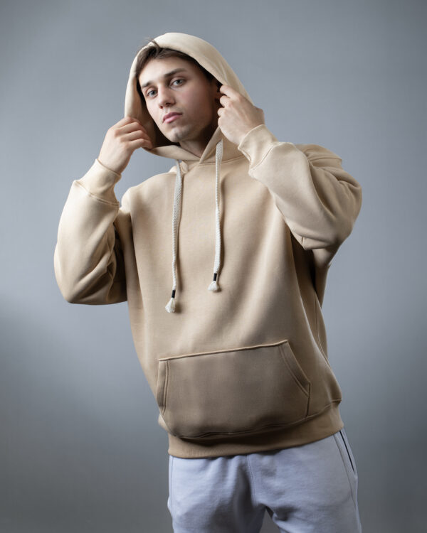 Beige OVER-SIZED HOODIE - Image 4